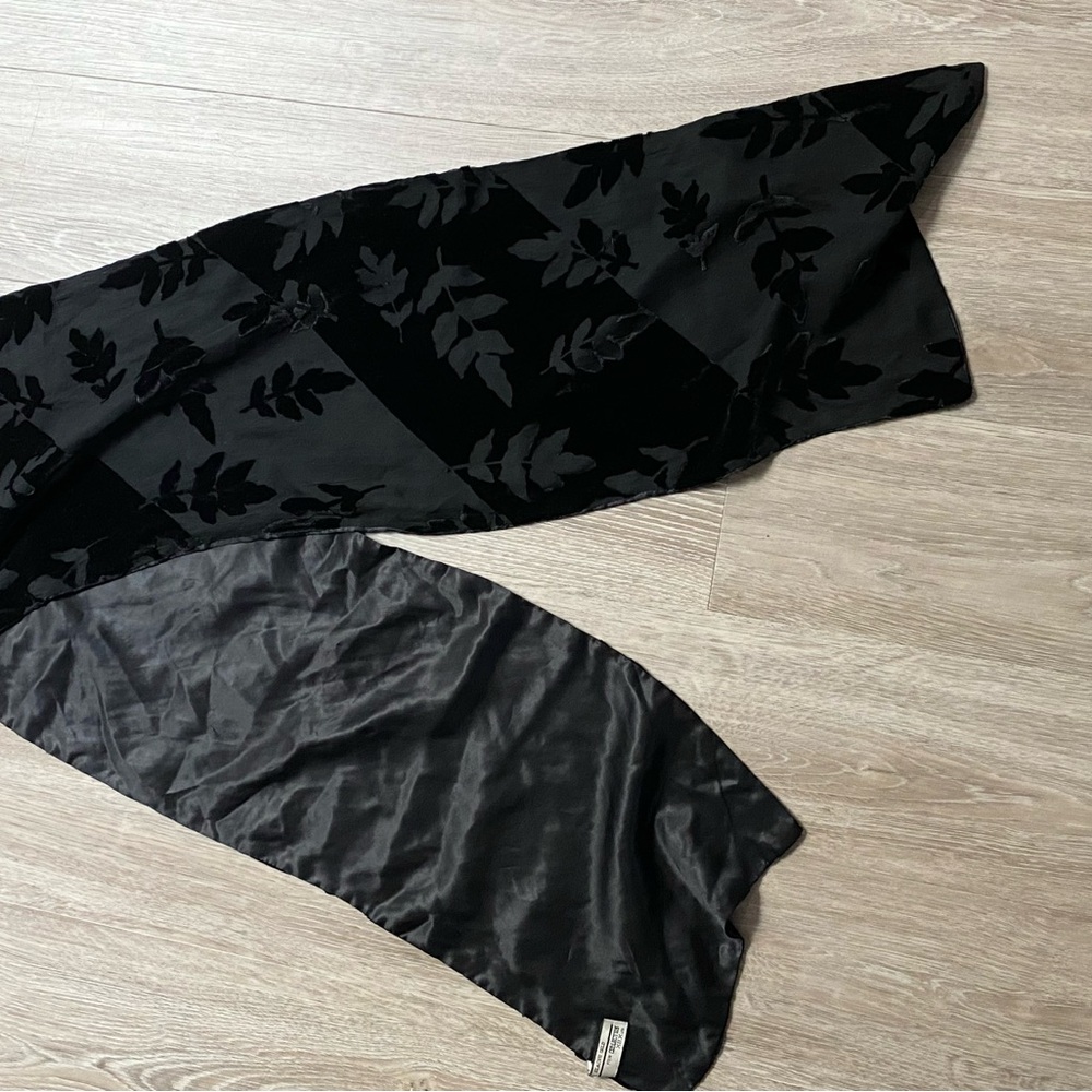 Vintage Elaine Gold Women Burntout Silk Rayon Velvet Goth Punk Scarf Caschne OS